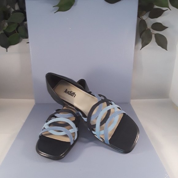 NEW Black/Blue Leather Sandal Shoe - Picture 1 of 6